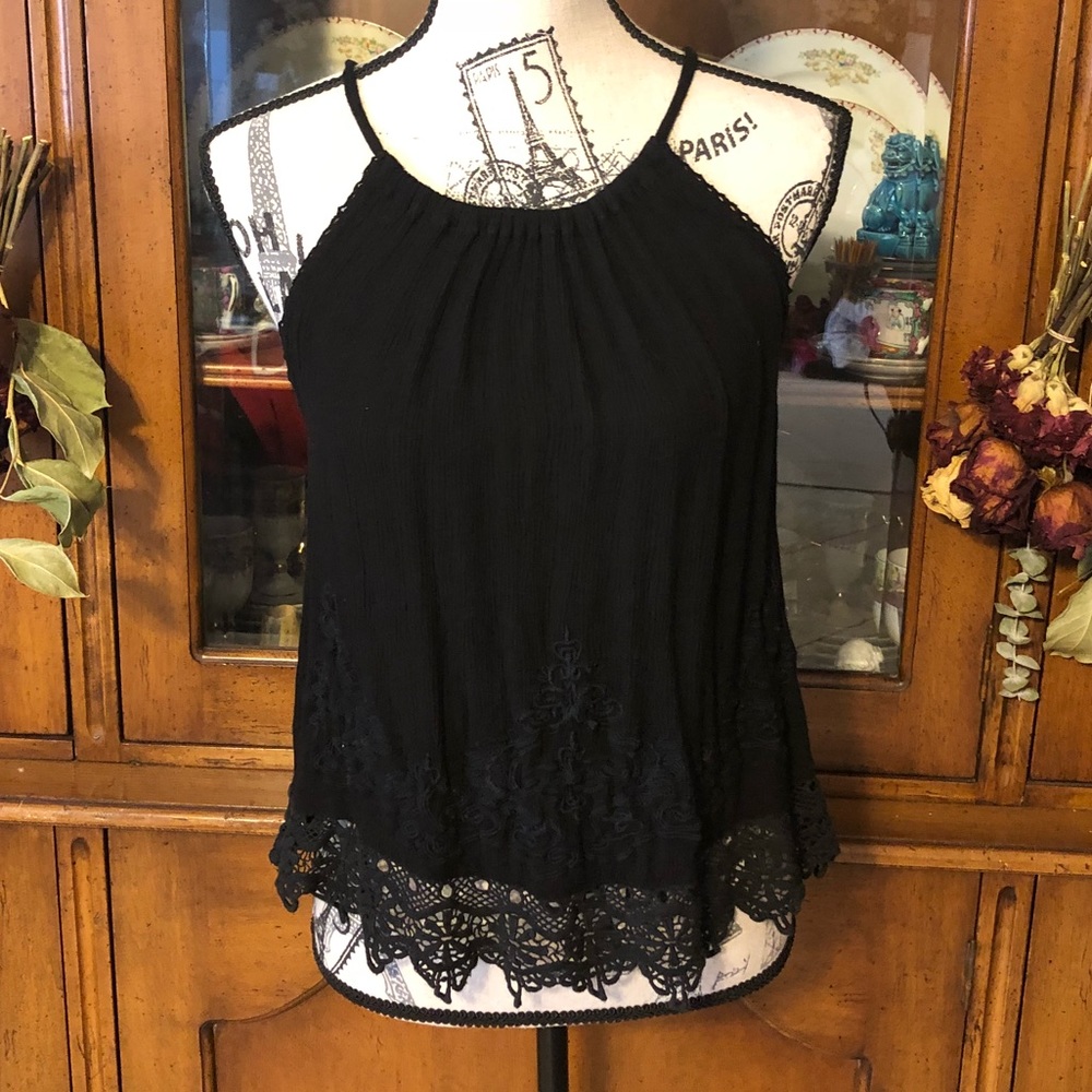 Black top with lace bottom